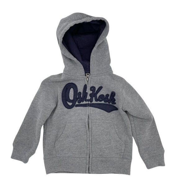 OshKosh B'Gosh Gray Spellout Full Zip Hoodie Sweatshirt Toddler Size 2T Casual - Picture 1 of 4